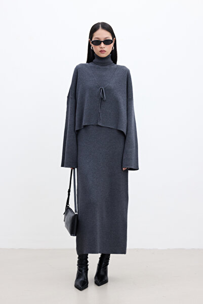 Manuka Anthracite Lace-Up Knitwear Cardigan