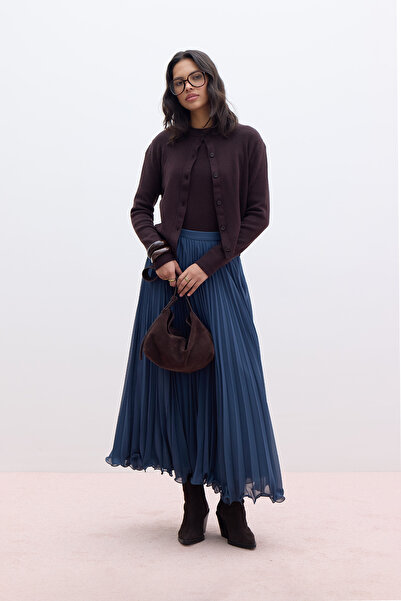 Manuka Petrol Color Pleated Skirt