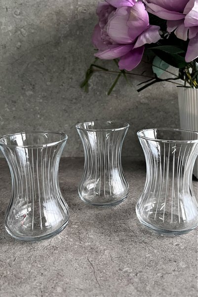 Paşabahçe Stil 6-Piece İncebelli Tea Cup 125 Cc - Classic Turkish Tea Presentation Set