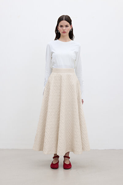 Manuka Quilted Wide Skirt Vanilla