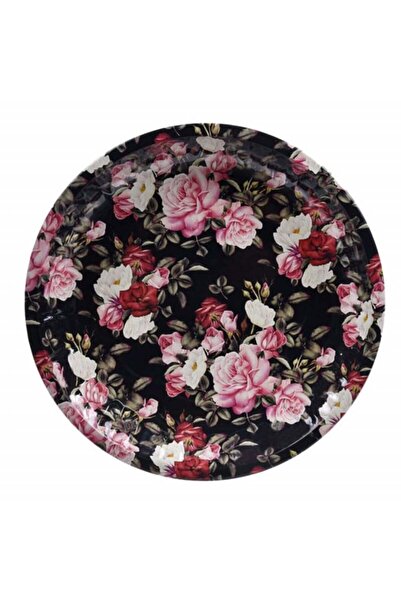 PUFO Colorful Roses metal tray plate for serving dessert, cakes, appetizers, 25 cm