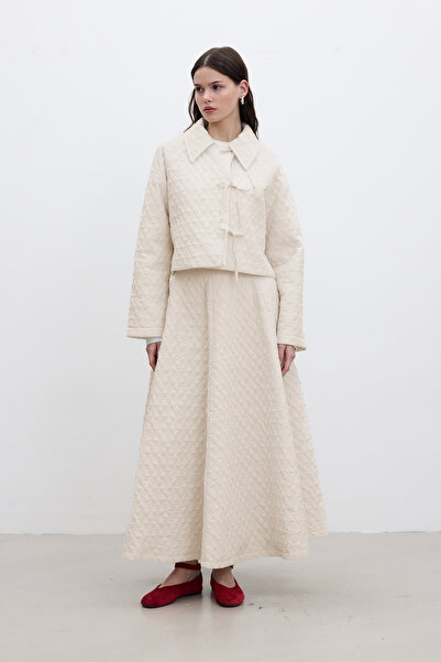 Manuka Quilted Wide Skirt Vanilla