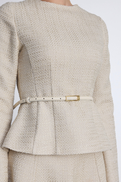 Manuka Beige Tuvit Blouse - Peplum Detailed