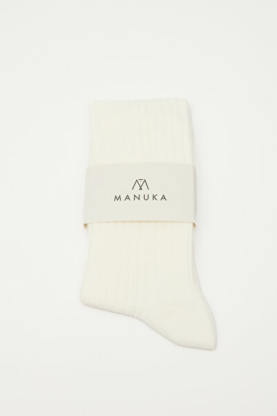 Manuka FİTİLLİ UZUN ÇORAP EKRU