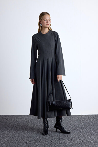 Manuka Anthracite Long Dress - Flounce Fit