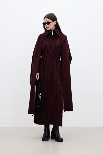 Manuka Burgundy Knitwear Dress - Hair Braided Design