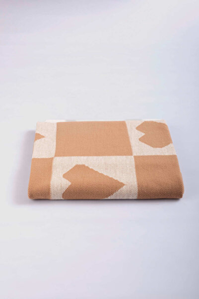 Sebir Moda Heart Patterned Checkered Knitwear Baby Blanket 90X90Cm