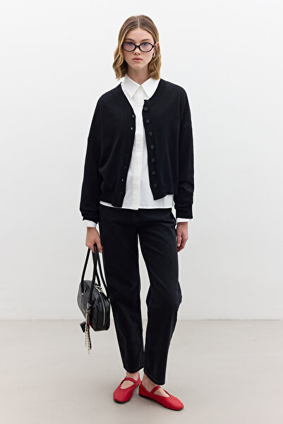 Manuka YUMUŞAK DOKULU OVERSİZE TRİKO HIRKA SİYAH