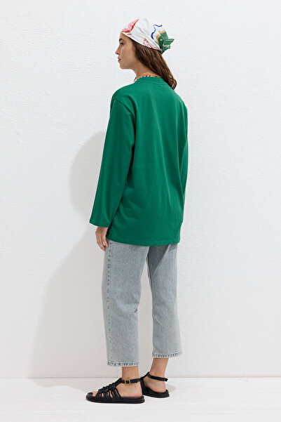 Manuka Mandarin színű nyomott hosszú ujjú póló