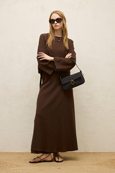 Manuka Cotton Wide Sleeve Crop Bluz Aci Brown