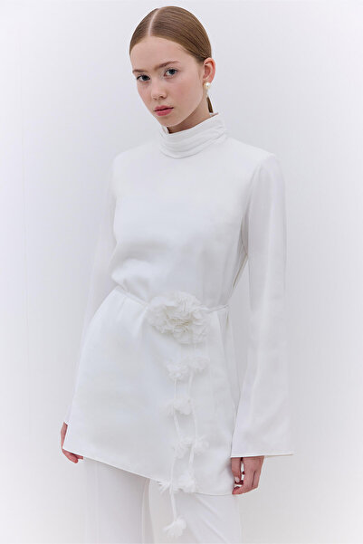 Manuka TUNIKA MIT WEITEN ÄRMELN AUS SATIN ECRU