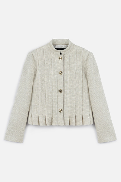 Manuka Beige Textured and Buttoned Jacket