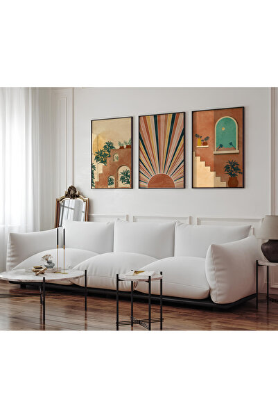 ARTCASTLE Set de 3 tablouri cu ramă din lemn notdesert