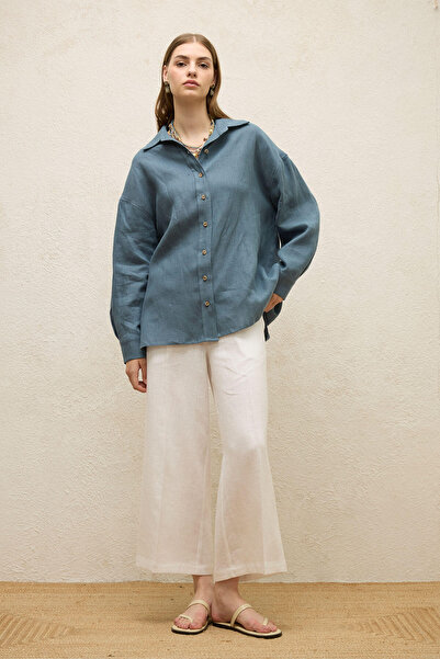 Manuka Indigo Linen Oversize Buttoned Shirt