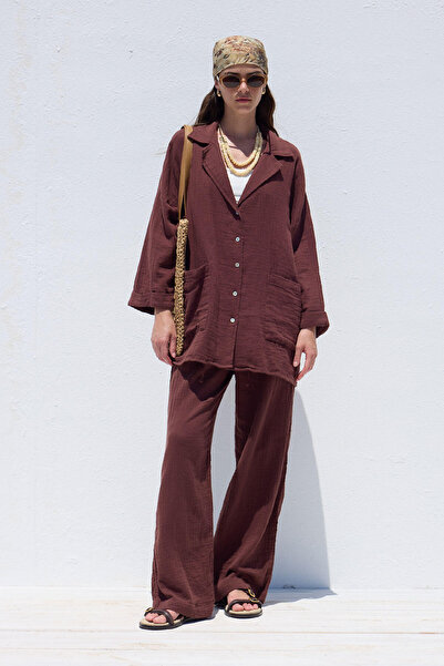 Manuka Cămașă cu guler jachetă roșu claret