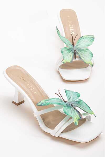 CHICELLA Lepi Elegant Thin Heeled Slippers with Colorful Butterfly Accessories