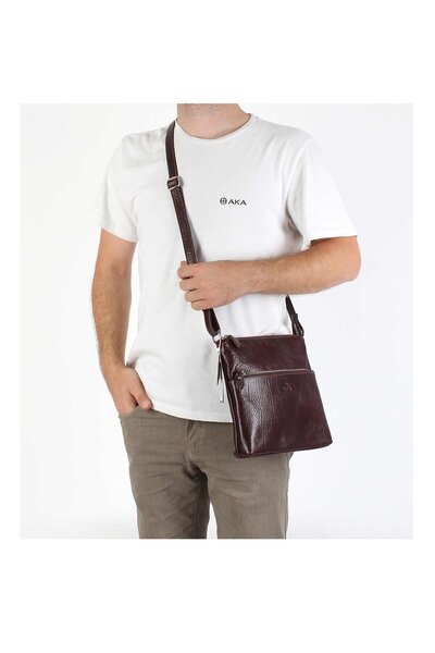 Aka Deri Leather Brown Shoulder Bag 330 61