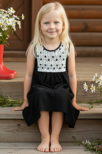 Parla Kids Дівчача сукня з лавандовим чорним коміром