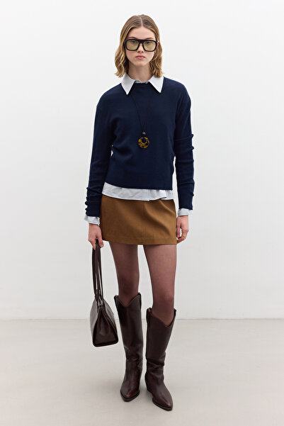 Manuka Navy Blue Soft Textured Knitwear Sweater