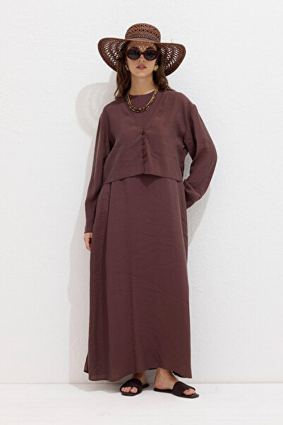 Manuka Brown Modal Buttoned Blouse