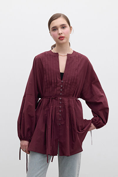 Manuka Nervur Voile Burgundy Tunic