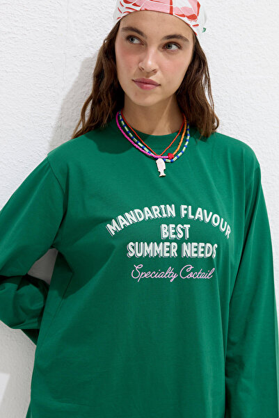 Manuka Mandarin színű nyomott hosszú ujjú póló