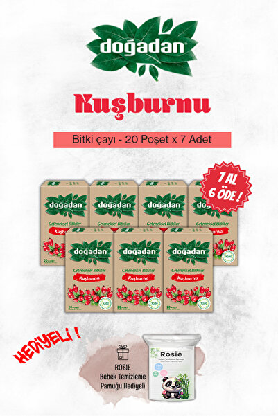 Doğadan شاي ثمر الورد 20 عبوة، اشترِ 7 واحصل على 6 مجانًا، وروزي باموك