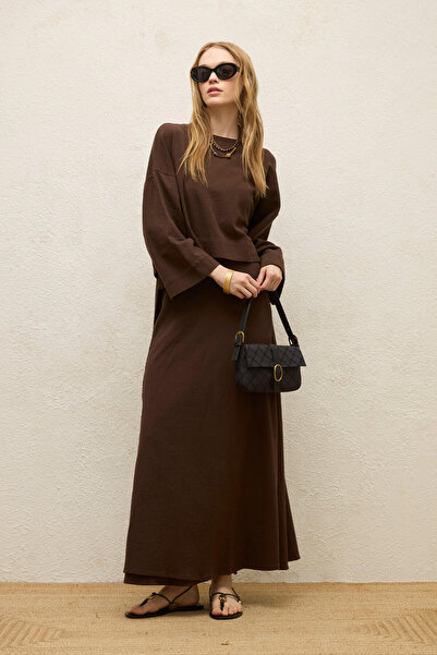 Manuka Cotton Wide Sleeve Crop Bluz Aci Brown