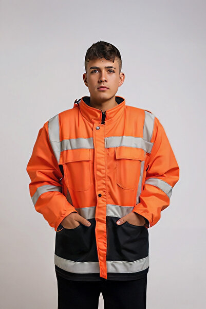 çelebi workwear معطف بونديت عاكس للضوء مقاوم للماء معطف شتوي معطف عمل برتقالي...