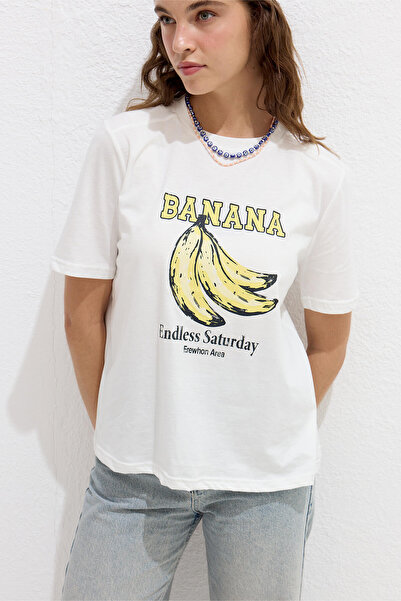Manuka Banana Printed T-Shirt with Stitching Detail