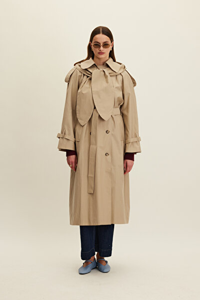Manuka Cameel Hooded Tokyo Trench Coat
