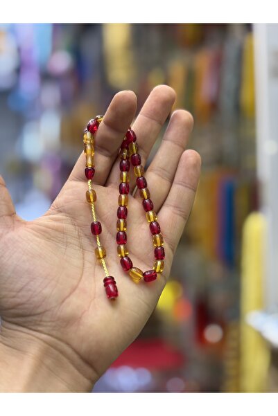 tesbihad Wrist-Length Yellow and Red Fan Prayer Beads