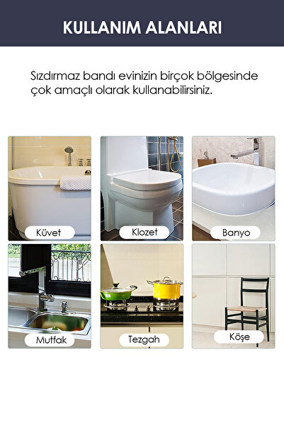Genel Markalar Su Sızdırmaz Geçirmez Dayanıklı Lavabo Tezgah Küvet Duş Banyo Mutfak Kenar Bandı 3,2 Mt Bant Bantı