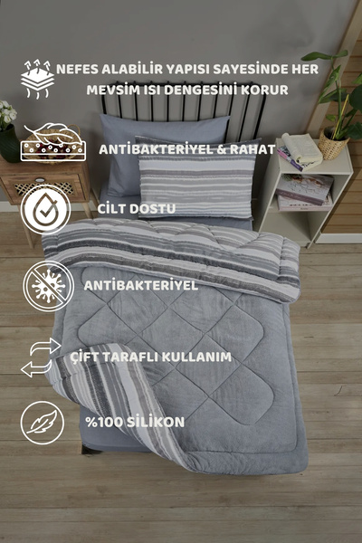 Sudemhome Одномісний двосторонній розкішний ковдра Welsoft Elite М'яка ковдра та наволочка Tasel Сірий