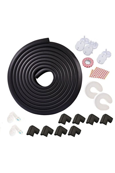 Empria Kit siguranta copii - banda si coltare moi, opritoare usa, sigurante sertar si priza, Negru