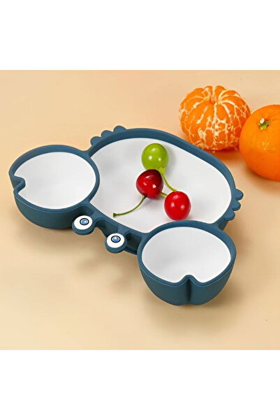 Empria Farfurie din silicon pentru diversificare, anti-alunecare, compartimentata, Crab, Albastru