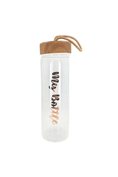 Dörtel Tedarik My Bottle 550 ml Gold Borosilicate Glass Flask with Bamboo Lid