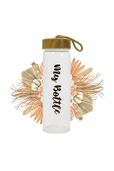 Dörtel Tedarik My Bottle 550 ml Gold Borosilicate Glass Flask with Bamboo Lid