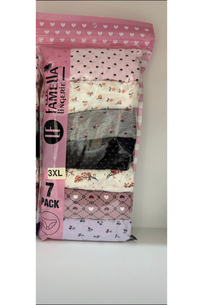 lüx famella Συσκευασία 7 γυναικεία εσώρουχα Bato με χτενισμένο βαμβακερό σχέδιο σε διάφορα χρώματα