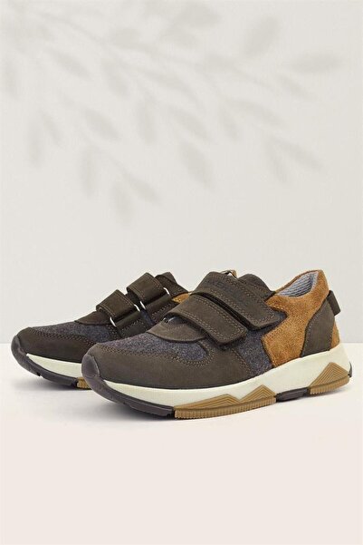 Rakerplus Παιδικά αθλητικά παπούτσια από γνήσιο δέρμα σε σκούρο καφέ - Αθλητικά παπούτσια