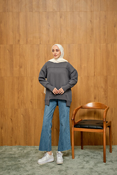 LOCCO Sweat afumat cu fantă în față și detaliu pentru degete