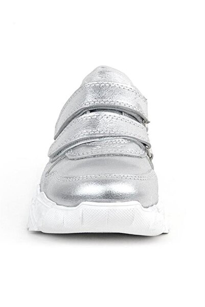 Rakerplus Genuine Leather Silver White Sole Girls' Sneakers Shoes