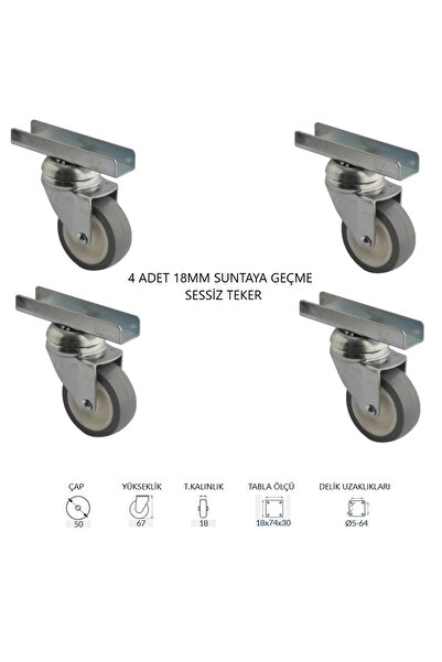 UYGUR TEKER A.Ş Mobilya Tekerleği 18mm-30mm Geçme – Masa, Beşik, Kitaplık, Se...