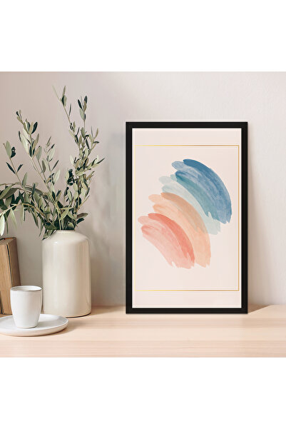 Zevahir Mobilya Dekorasyon 1 Adet Mavi Mdf Zeminli Açık Bej Dalgalar Mdf Çerç...