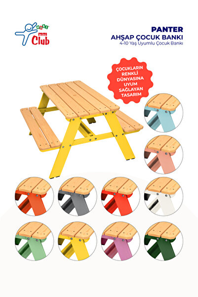 Hobi Mini Club Panter Ahşap Çocuk Bankı 4-10 Yaş Uyumlu Çocuk Bankı