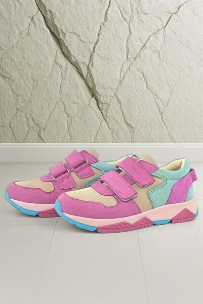 Rakerplus أحذية رياضية للأطفال من الجلد الطبيعي باللون الفوشيا الوردي