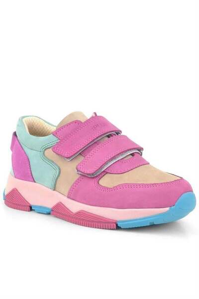 Rakerplus Genuine Leather Fuchsia Pink Kids Sneakers Sports Shoes