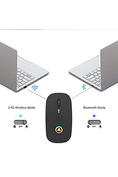 DailyTech Şarj Edilebilir Kablosuz Led Işıklı Sessiz Optic Mouse