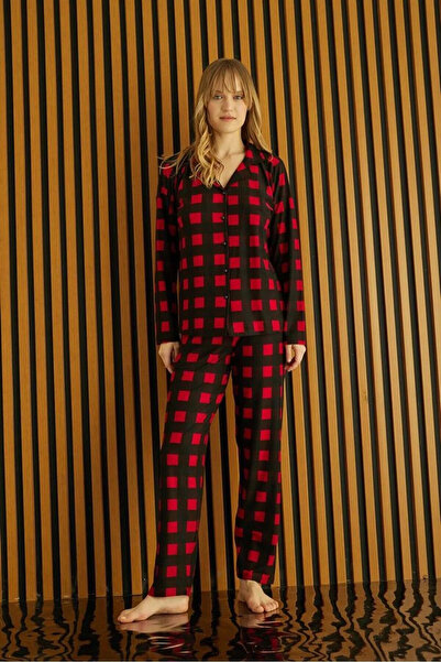 Vuntal BUTİK Buttoned Milan Checkered Pajama Set 50701-25