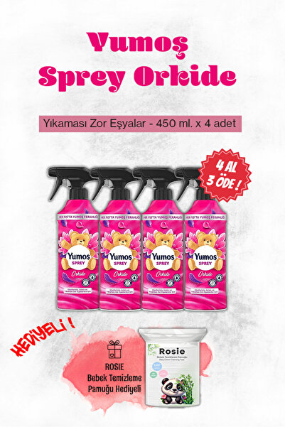 Yumoş 4 AL 3 ÖDE Sprey Orkide 450 ml, Rosie Pamuk Hediyeli